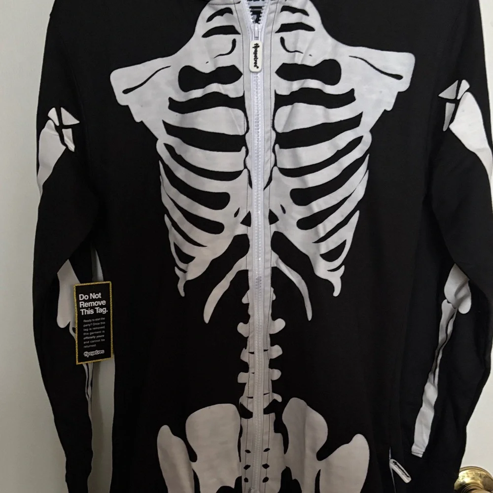Tipsy Elves Skeleton Jumpsuit in Black and White